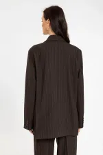 Antioch Coffee Women's Striped Oversize Blazer Jacket
