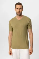 T-shirt basique pour homme Antioch Khaki à col en V