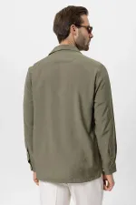 Antioch Khaki Apache Collar Long-Sleeved Men's Shirt