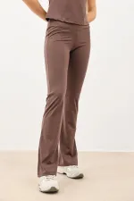 Antioch Kahve Yüksek Bel İspanyol Paça Kadın Tayt