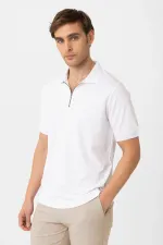 Antioch Beyaz Fermuarlı Regular Fit Erkek T-Shirt