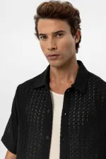 Chemise homme Antioch noire texturée au crochet