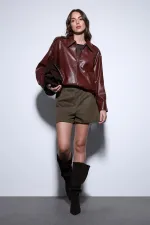 Veste bomber Antioch rouge bordeaux en similicuir