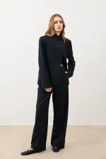 Antioch Lacivert Dik Yaka Kadın Blazer Ceket