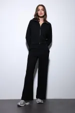 Antioch Siyah Fermuarlı Kadın Eşofman Takım