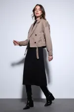 Trench-coat court croisé beige Antioch pour femme