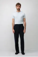 Antioch Lacivert Pileli Relaxed Fit Erkek Pantolon