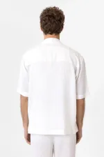 Antioch White Linen Blend Short-Sleeved Men's Shirt