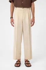 Antioch Stone High Waist Pleated Relax Fit Men's Trousers