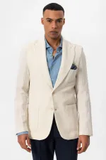 Antioch Beige Unlined Men's Blazer Jacket with Patch Pockets