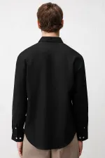 Chemise homme Antioch en lin mélangé noir, coupe décontractée