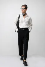 Antioch Ekru Lyocell Karışımlı Geniş Yaka Erkek Gömlek