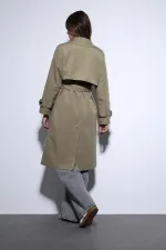 Trench-coat Antioch kaki croisé à ceinture pour femme