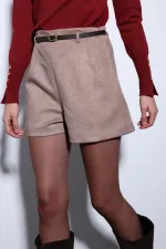 Short plissé pour femme Antioch en daim effet vison