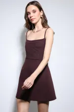 Antioch Bordo Askılı Elbise