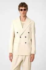 Antioch Ekru Relax Fit Kruvaze Erkek Blazer Ceket