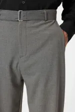 Antioch Gri Yüksek Bel Kemerli Erkek Pantolon
