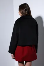 Antioch Black Double-Breasted Women's Short Coat