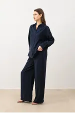 Pantalon Antioch bleu marine en modal mélangé pour femme