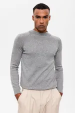 Pull en maille pour homme Antioch Grey Melange à col roulé semi-roulé