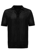 Antioch Black Short-Sleeved Openwork Men's Shirt