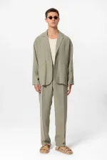 Antioch Haki Oversize Astarsız Erkek Blazer Ceket