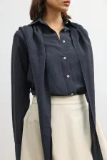 Antioch Antrasit Mendil Detaylı Kadın Gömlek