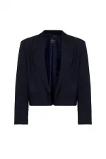 Antioch Navy Relax Fit Buttonless Crop Women's Blazer Jacket