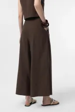Antioch Coffee Linen Blend Women's Culotte Pants
