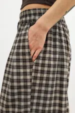 Pantalon à carreaux Antioch Coffee pour femme, ourlet ajustable