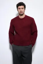 Pull en maille texturée bordeaux Antioch pour homme