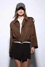 Antioch Taba Süet Görünümlü Bomber Kadın Mont