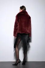 Antioch Bordo Suni Kürk Kadın Ceket