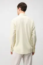 Chemise homme Antioch jaune en lin mélangé, coupe décontractée