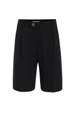 Short plissé taille haute noir Antioch pour homme