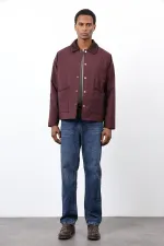 Antioch Bordo Kontrast Yaka Erkek Mont