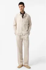 Chemise homme Antioch en lin mélangé blanc cassé, coupe décontractée