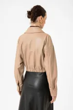 Veste courte en similicuir beige Antioch pour femme