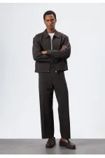 Antioch Açık Kahve Relax Fit Çizgili Erkek Pantolon