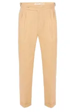 Antioch Camel Yüksek Bel %100 Keten Pileli Erkek Pantolon Antioch Camel Yüksek Bel %100 Keten Pileli Erkek Pantolon