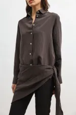 Antioch Kahve Mendil Detaylı Kadın Gömlek