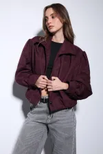 Veste bomber Antioch bordeaux aspect daim pour femme
