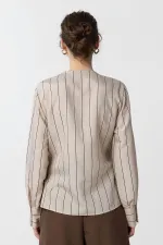 Chemise kimono drapée beige Antioch pour femme