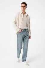 Jean Antioch bleu glacier taille haute coupe classique pour homme