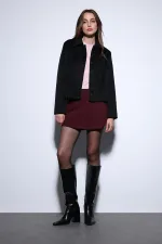 Veste courte en cachemire à col chemise noir Antioch