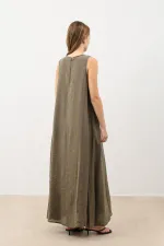 Robe midi drapée à col halter Antioch kaki