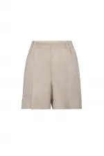 Antioch Bej Yüksek Bel Pensli  Kadın Bermuda Şort