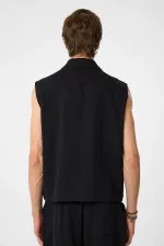 Antioch Black Polo Collar Textured Men's Vest Antioch Black Polo Collar Textured Men's Vest