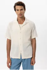 Chemise homme Antioch blanc cassé texturée au crochet