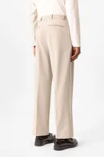 Antioch Bej Yüksek Bel Pileli Relaxed Fit Baggy Erkek Pantolon